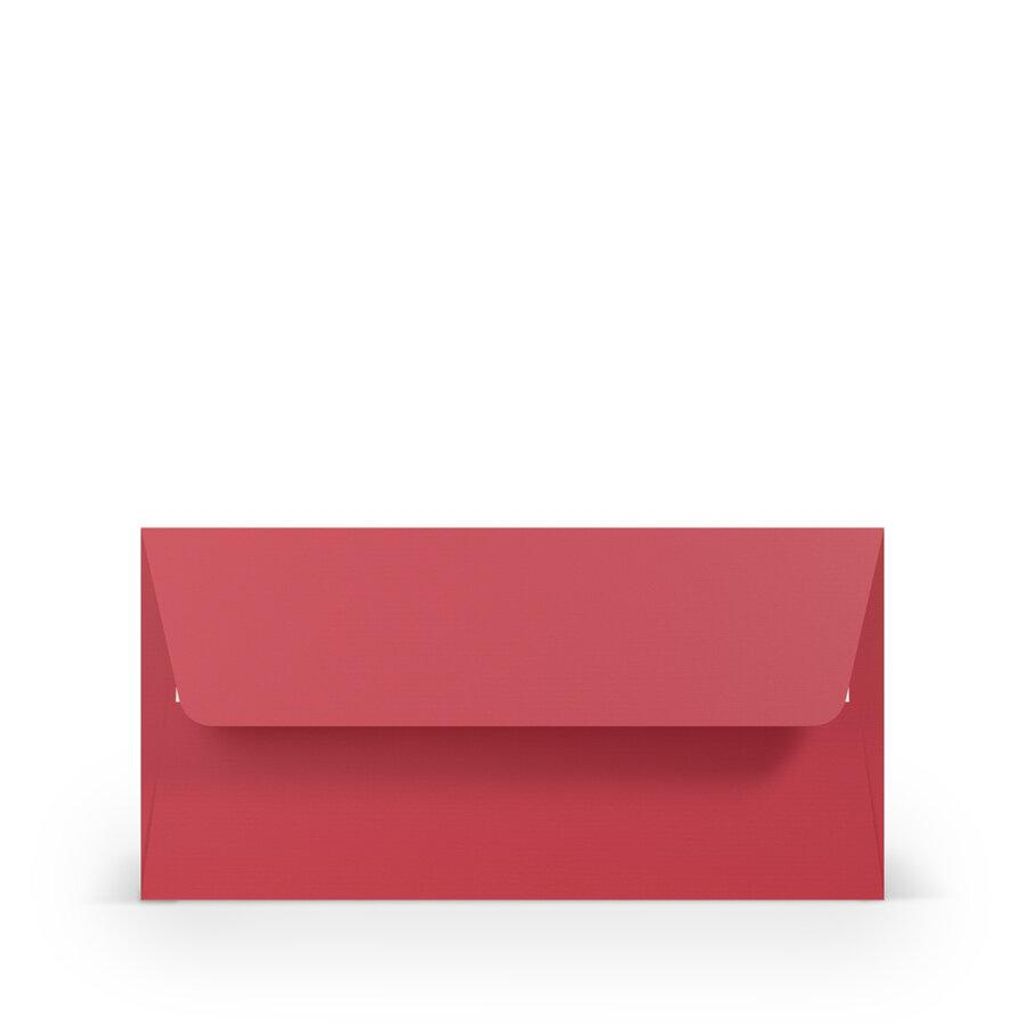 Farbige Briefumschläge - Rot 110 x 220 mm (DIN Lang) | 100 g/qm Gerippt (Paperado) | Ohne Fenster | Haftklebung | Gerade Klappe | 100 Stück