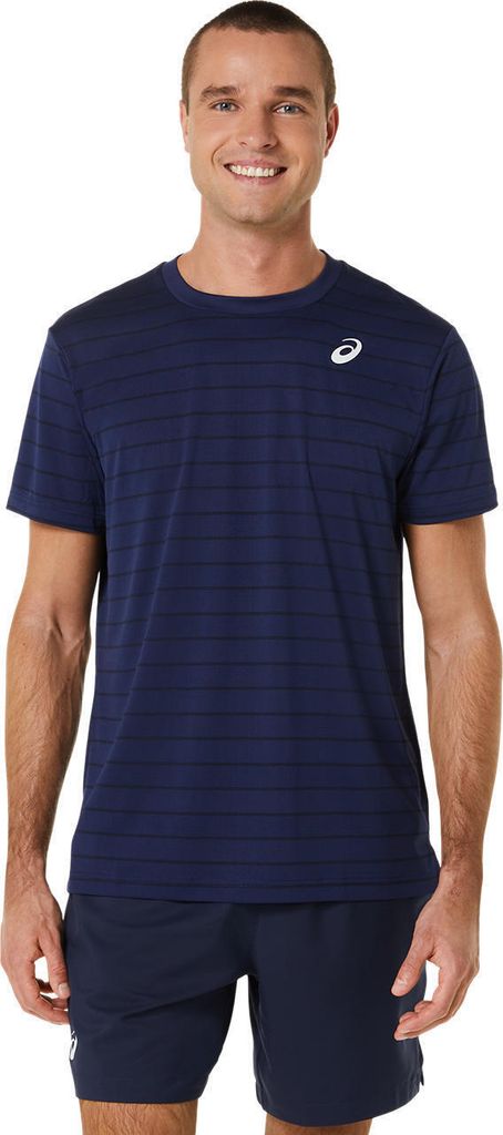 Asics T-Shirt Court Stripe SS Top Herren Dunkelblau