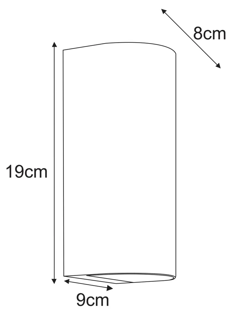 Applique Murale Double Éclairage PRIMA en Métal Noir IP44 2x10W - 2