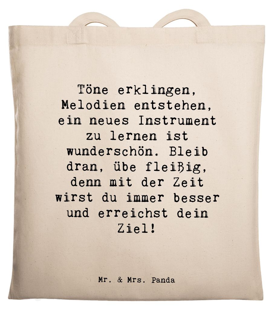 Mr. & Mrs. Panda dokumententasche Spruch Ein neues Musikinstrument lernen - Transparent - Geschenk, Shopping Tasche, Tote Bag, positivity, Musikgef...