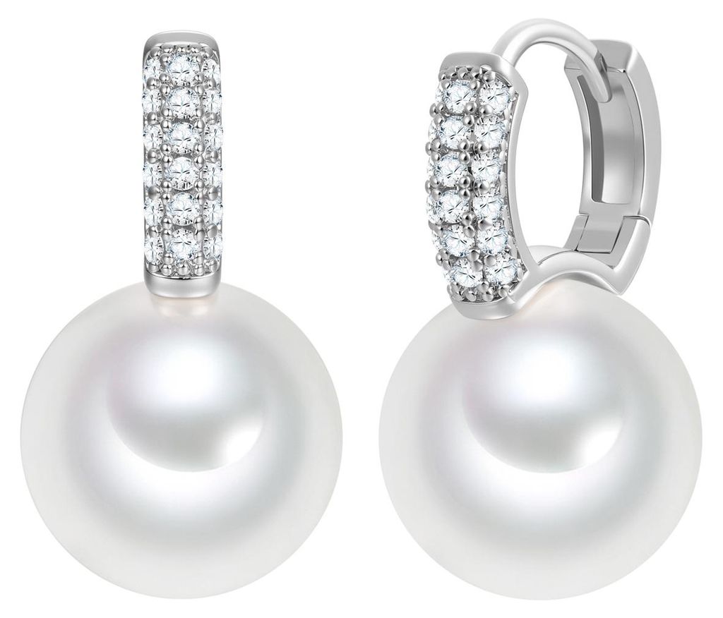 luluandjane Perlen-Creolen Messing Zirkonia Glasperle 50071381