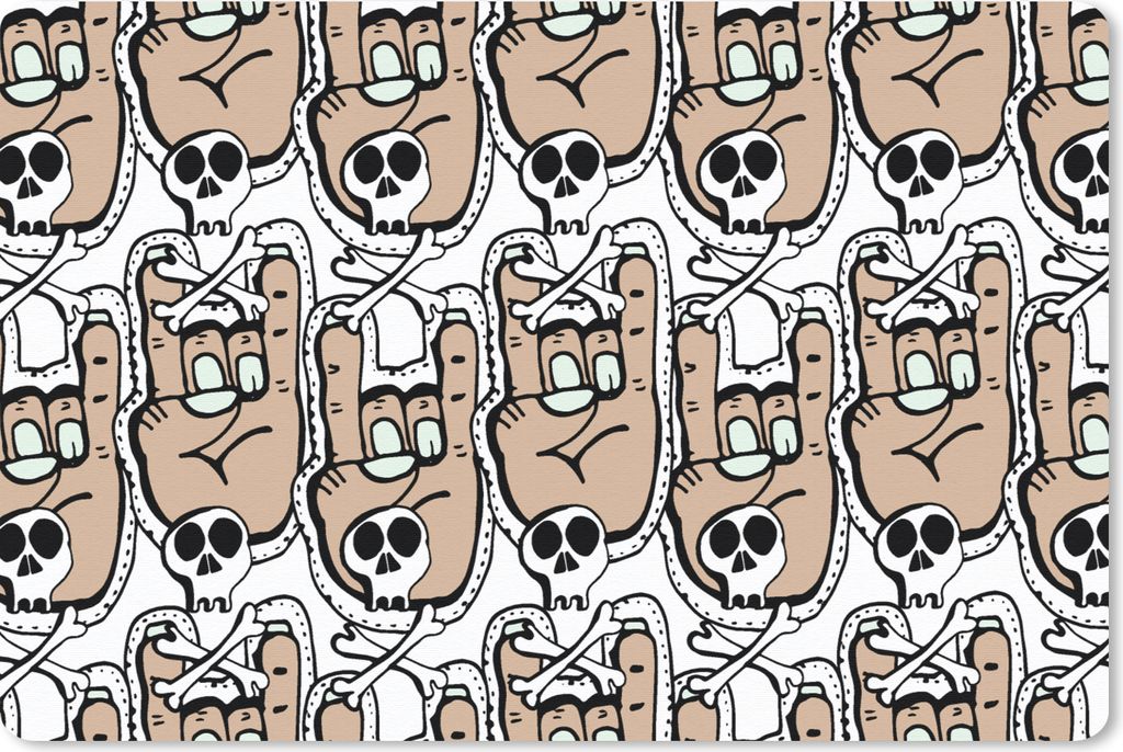 MuchoWow Schreibtischunterlage Teenager - Totenkopf - Hand - Muster 60x40 cm - XXL Mauspad - Großes Mauspad