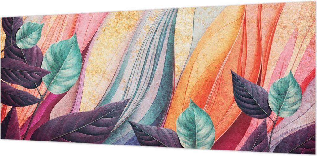 Wandtapete - Dekorative Tapete für Wohnzimmer- Tapetenfolie für Wanddekoration - 208x146 cm - Abstrakte Blätter