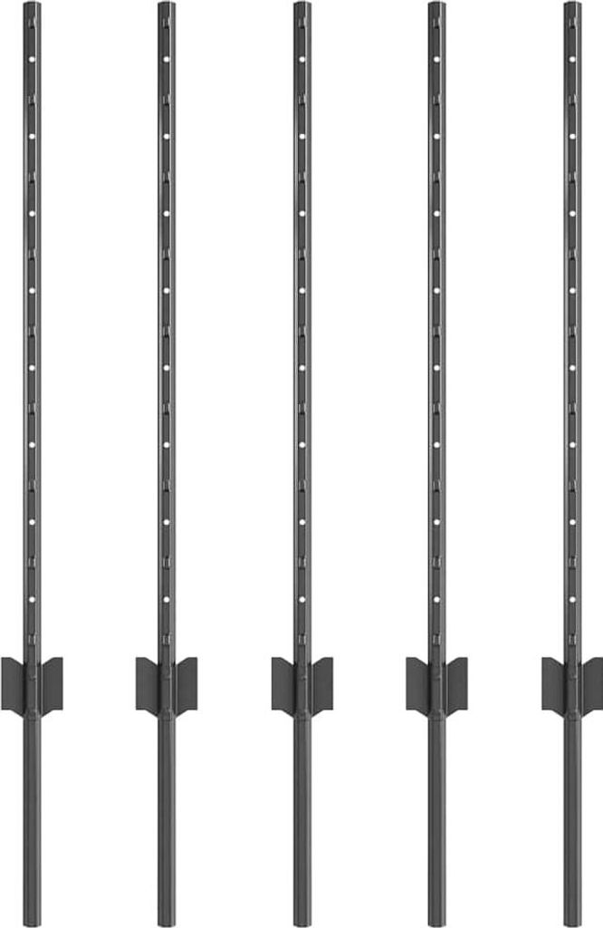 vidaXL Plotový stĺpik 5 ks sivý 80 cm oceľový Obrázok produktu 
