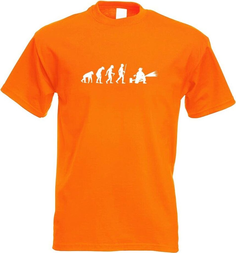 Kiwistar - T-Shirt - orange - Feuerwehrmann Evolution Motiv Bedruckt Funshirt Design Print - mit Motiv Bedruckt - Funshirt Design - Sport - Freizei...