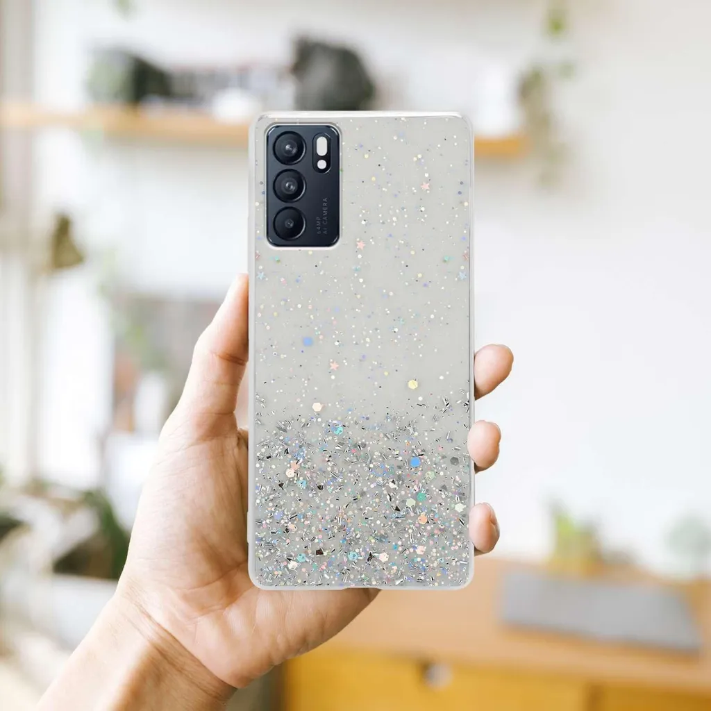 Custodia Glitter Oppo Reno6 5G Cadorabo - Cover Silicone Trasparente
