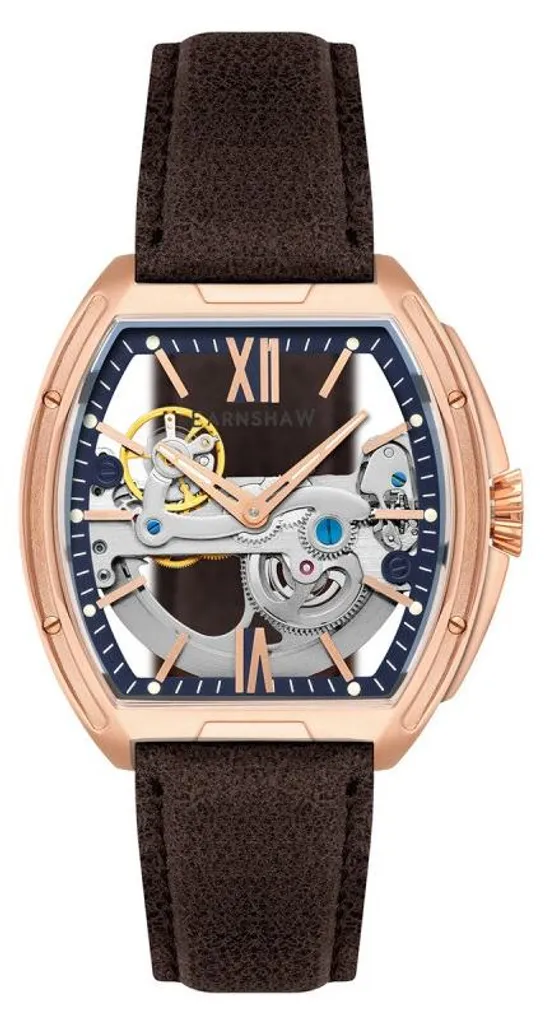 Montre bracelet pour hommes Earnshaw automatique Nobility en cuir noir