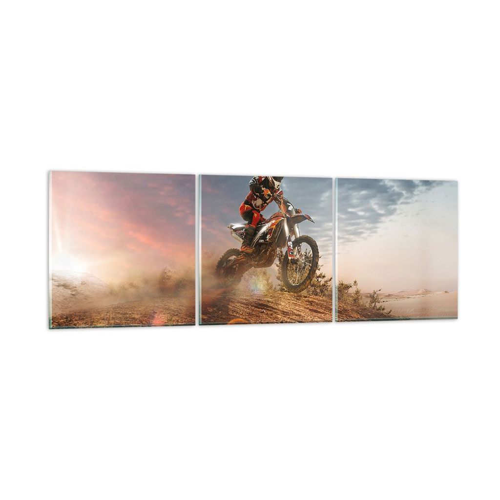 Bilder auf glas - Motor Reiten Helm - 90x30cm - Glasbilder - Wandbilder - Kunstdruck - zum Aufhängen bereit - Wanddekoration aus Glas - Glas Bilde...