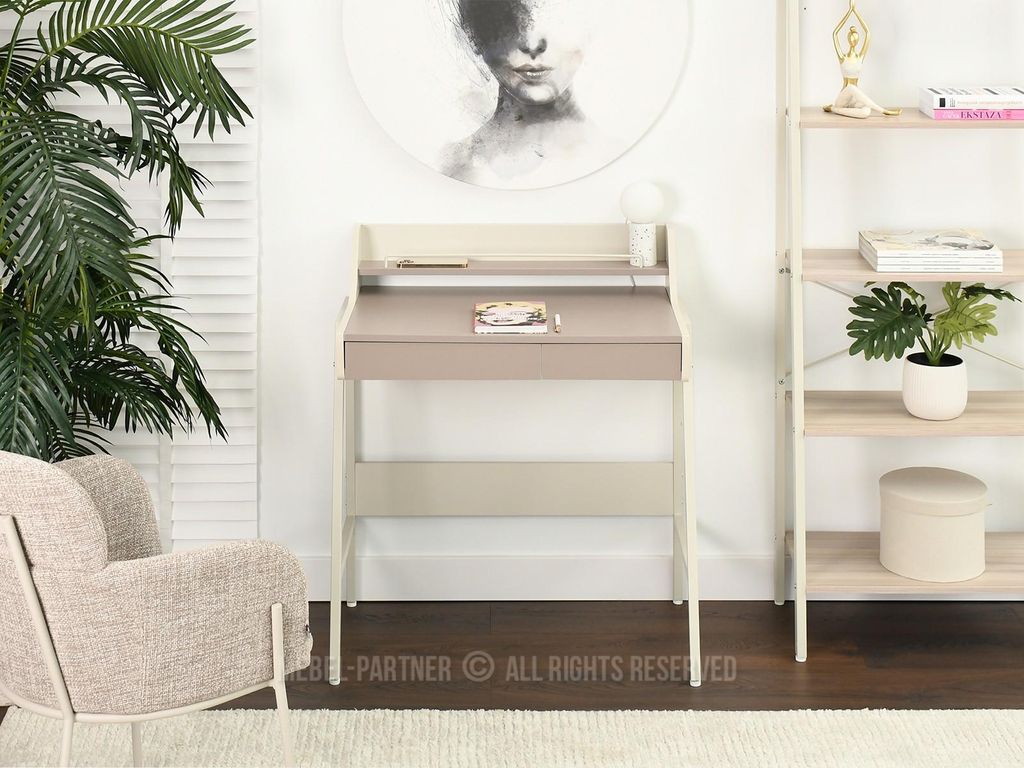 Minimalistischer Schreibtisch RENO - beige / creme
