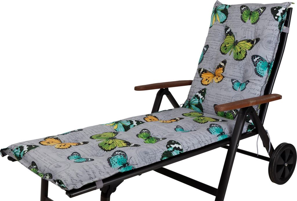 Auflage Rollliege Bali 2467 hellgrau Schmetterlinge 193x60x8 cm KETTtex