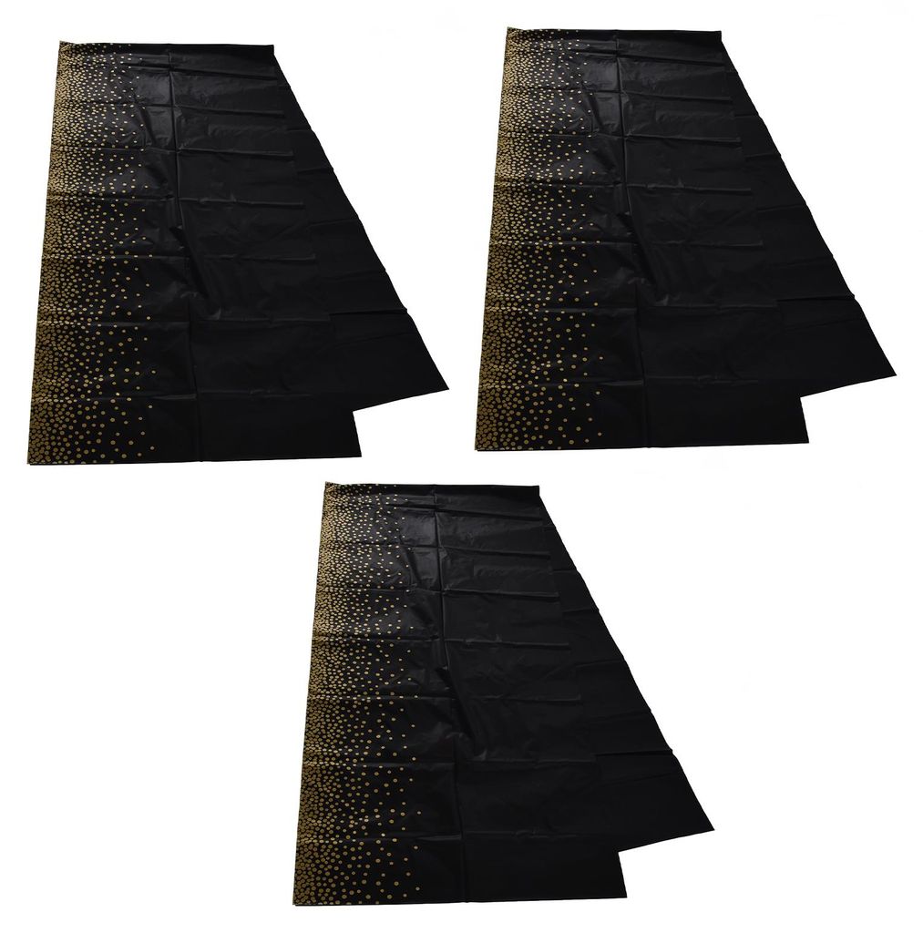 3er-Set wasserdichte, tragbare Einweg-Tischdecken aus Kunststoff in elegantem Design, schwarz