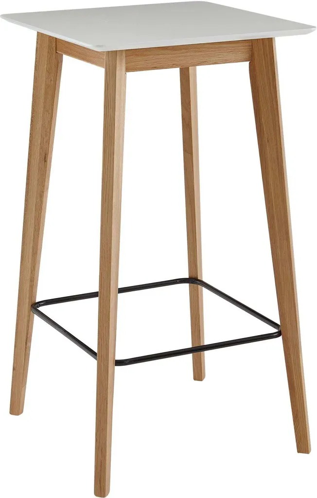 Table de bar scandinave en chêne Rootz blanc - Design carré 60x110 cm