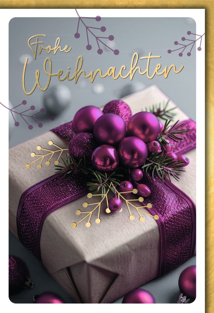 Weihnachten Geschenk mit roter Deko Weihnachtskarte mit Umschlag