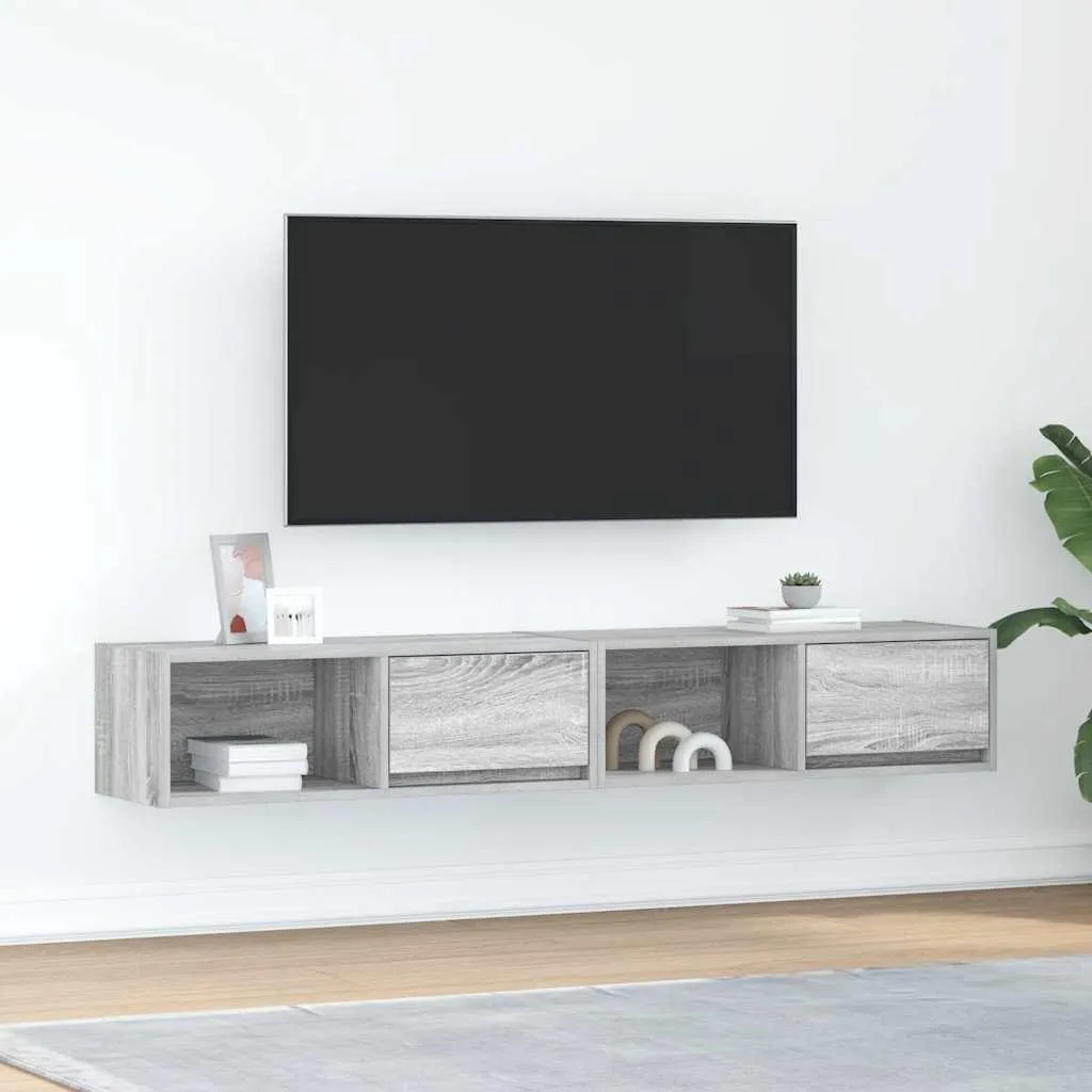 Set 2 Mobili TV vidaXL Grigio Sonoma 80x31x25,5 cm | Sospesi e Moderni