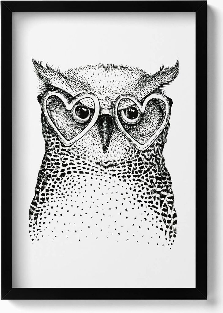 Handgezeichnete Illustrationen– Wandbild mit Rahmen – Gerahmtes Bild – Wanddekoration – 40x60 cm – Schwarz
