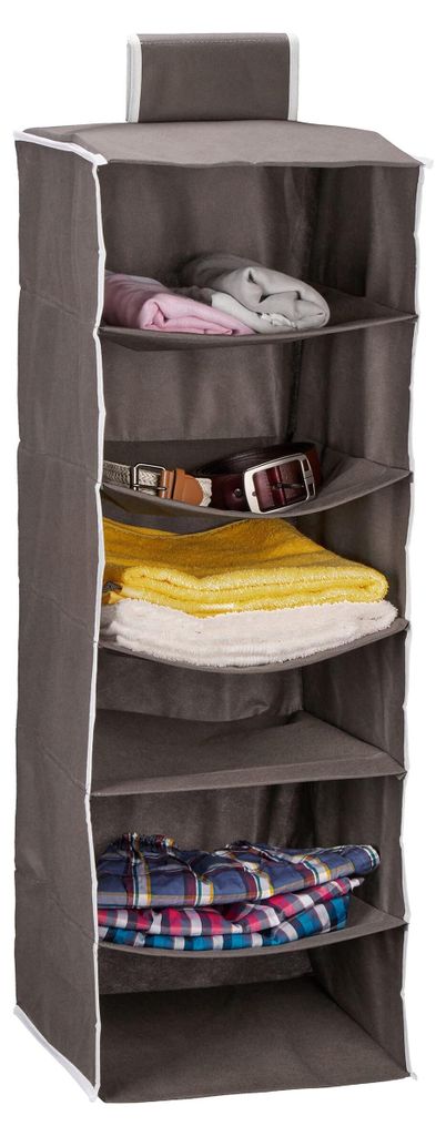 Hängender Kleiderschrank, 6 Fächer, Stoff, H x B x T: 96 x 32 x 31 cm, Hängender Kleiderorganizer, Anthrazit