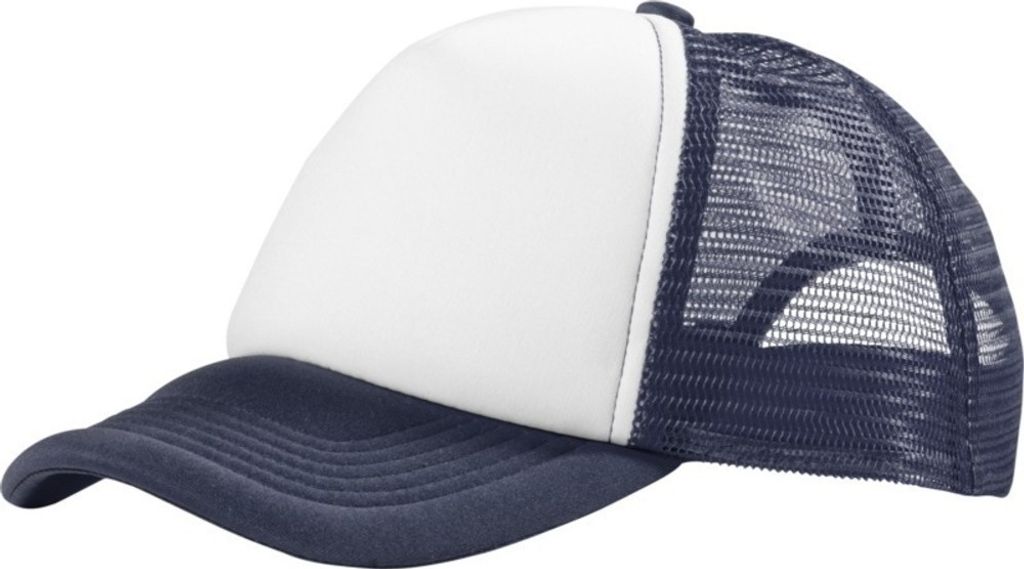 Bullet Trucker 5 Panel Kappe PF978 (Einheitsgröße) (Marineblau/Weiß)