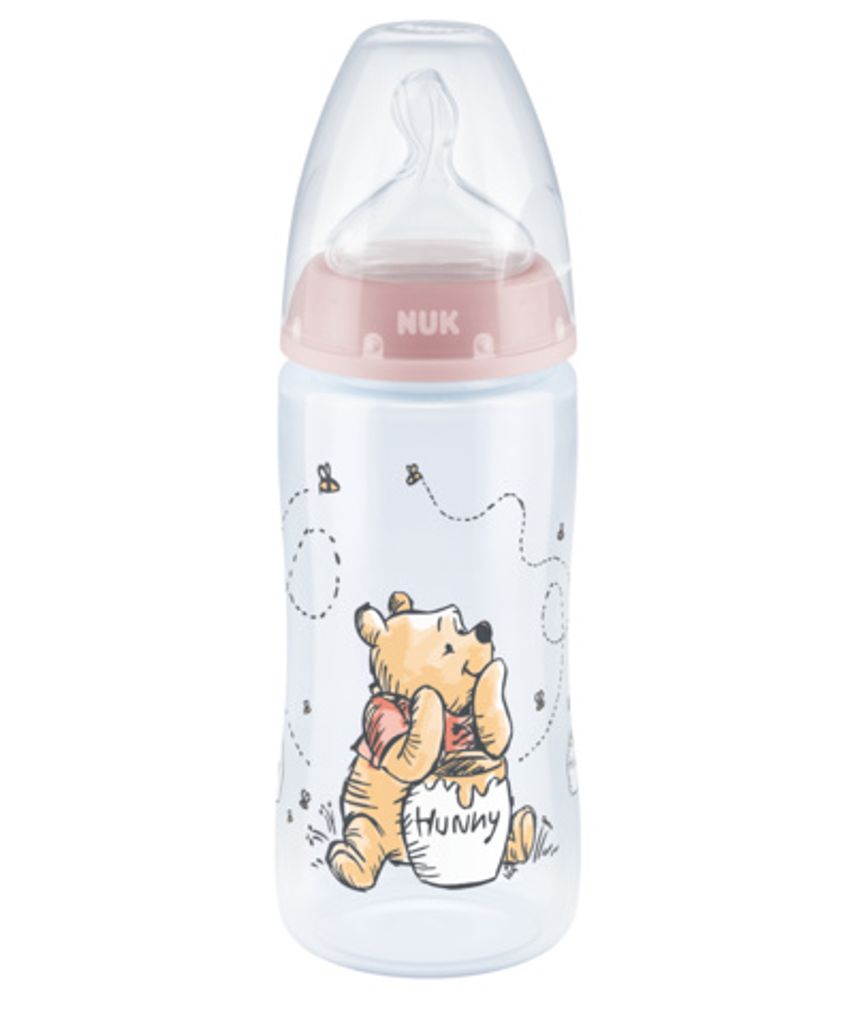 NUK erste Wahl PP -Flaschentemperaturkontrolle 300 ml. Silikon 0-6m. Disney - Beige