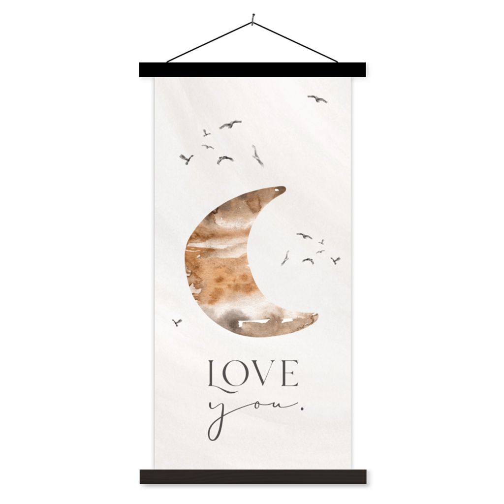 MuchoWow Textilposter Zitate - Sprichwörter - Kinder - Liebe dich - Jungen - Mädchen - Kinder 40x80 cm mit schwarzem Rahmen - Wandemalerei