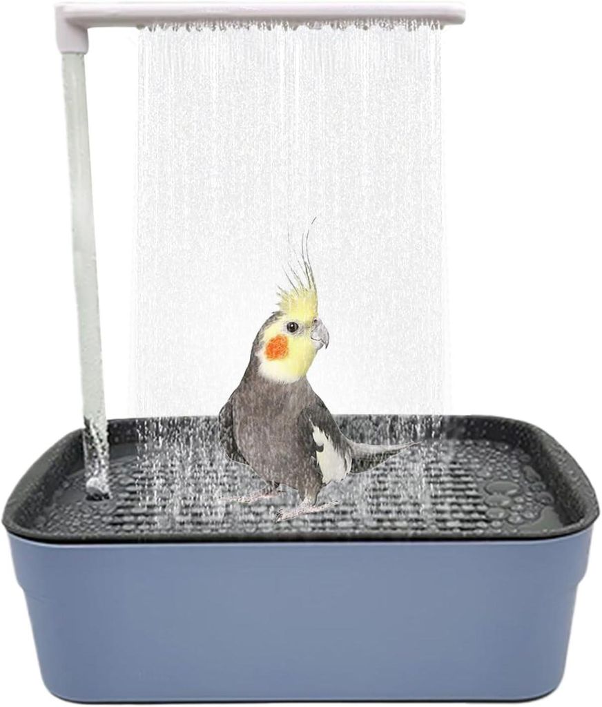 Automatische Papageienbadewanne mit Dusche, Vogelbad, große elektrische USB-Badewanne, Duschbrunnen für Wellensittiche und Kakadus
