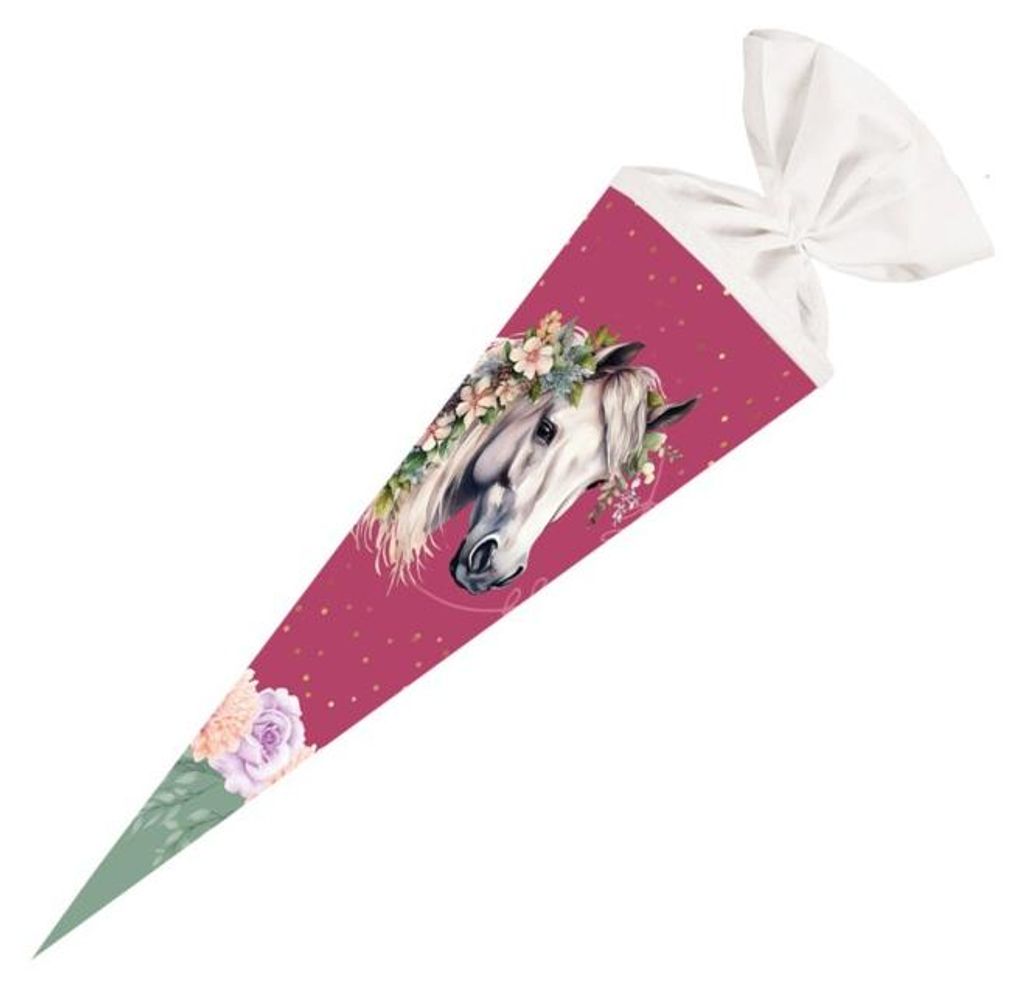 Nestler Schultüte Floral Horse 70cm mit Filzverschluss