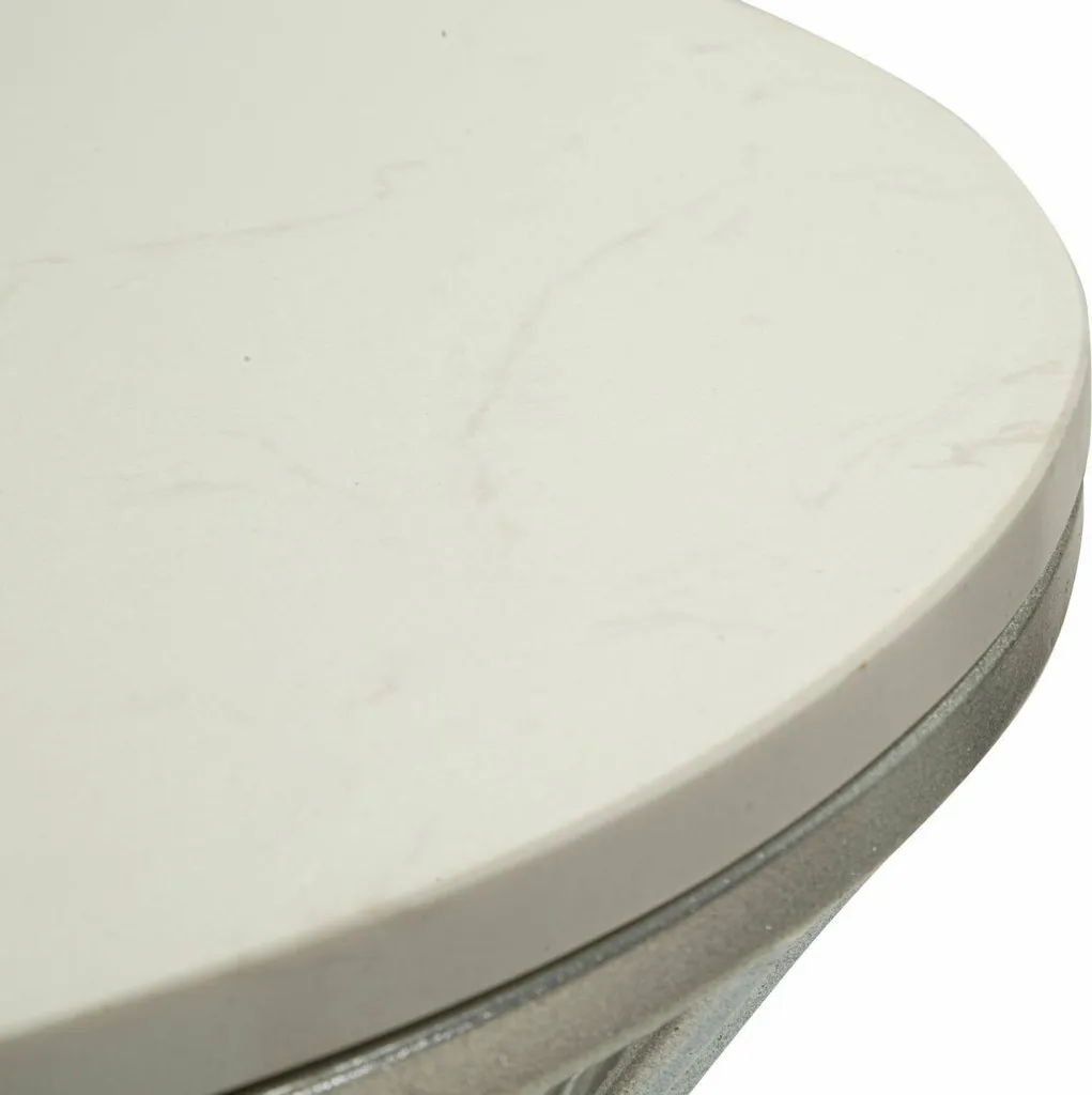Table Basse Merli Argent 40x40x79h cm avec Base à Lignes Entrelacées