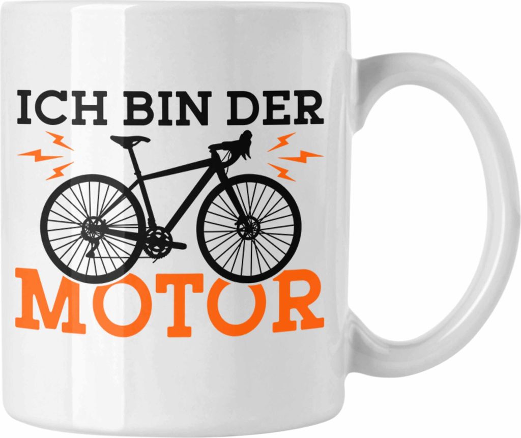 Trendation - Tasse "Ich Bin Der Motor" Geschenkidee für Fahrradfahrer und Anti E-Biker (Weiß)