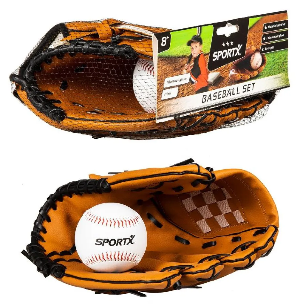 Gant de baseball SportX avec balle - Équipement de sport complet Junior