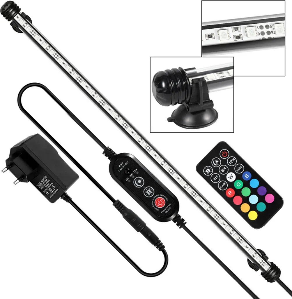 Lampada LED 38.5cm Acquario IP67 | Luci Subacquee Dimmerabili con Timer