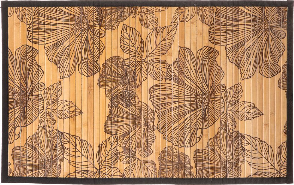 Bambus latte teppich 50x80cm "black flora" schwarz - 5 five simply smart