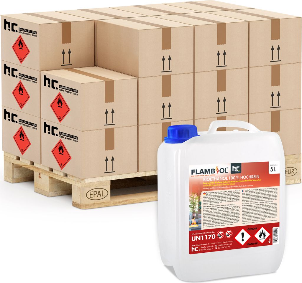 96x 5 L FLAMBIOL Bioethanol 100 % Hochrein