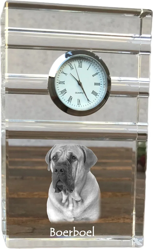 Orologio Vetro Boerboel Art-Dog: Foto Cane Cristallo Personalizzato