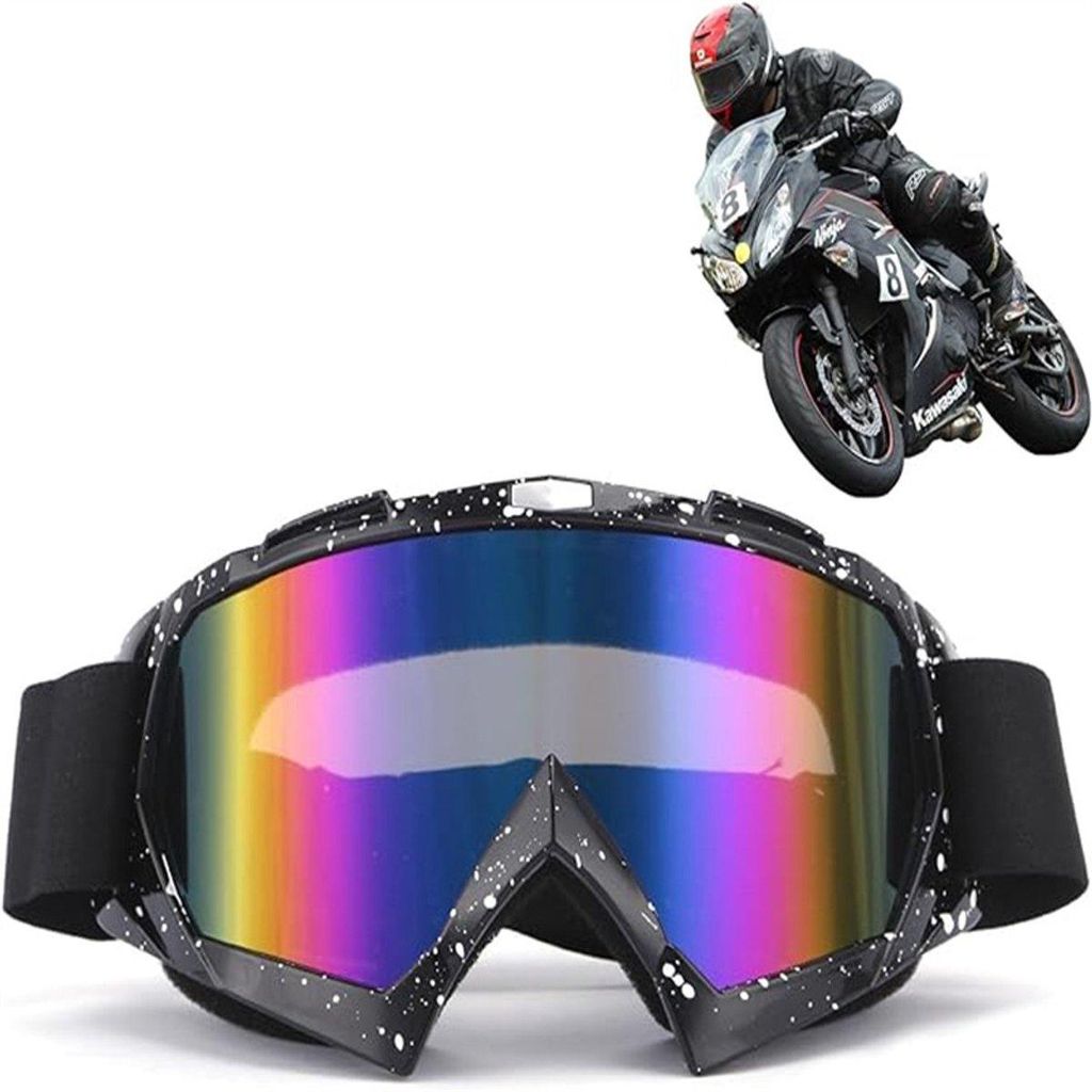 Minicee Skibrille Motorradbrille mit Schaumstoffpolster – UV-Schutz Crossbrille für Ski, Motorrad und Outdoor Sport – Unisex Schwarz