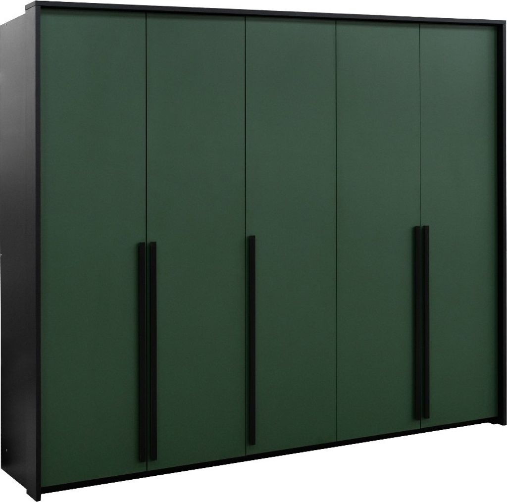 Drehtürenschrank Girona 255, 5 Türen Kleiderschrank, Moderne Garderobe, Schrank Größe: 255 x 217 x 65 cm