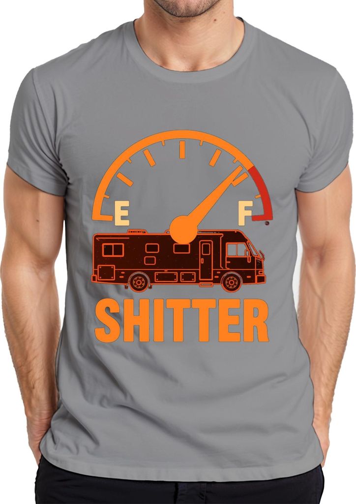 SHITTER Wohnmobil Camping Camper Wohnwagen Schöne Bescherung Herren T-Shirt, Grau, M