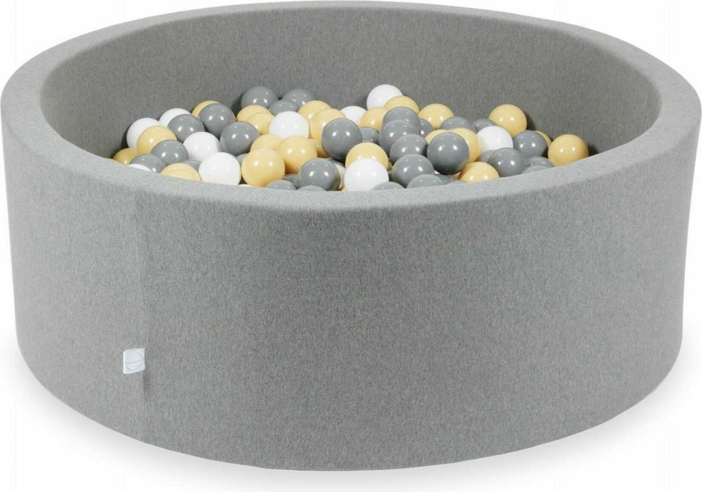 Bällebad 110x40cm grau – Mit 500 Bällen / weiß, grau, beige