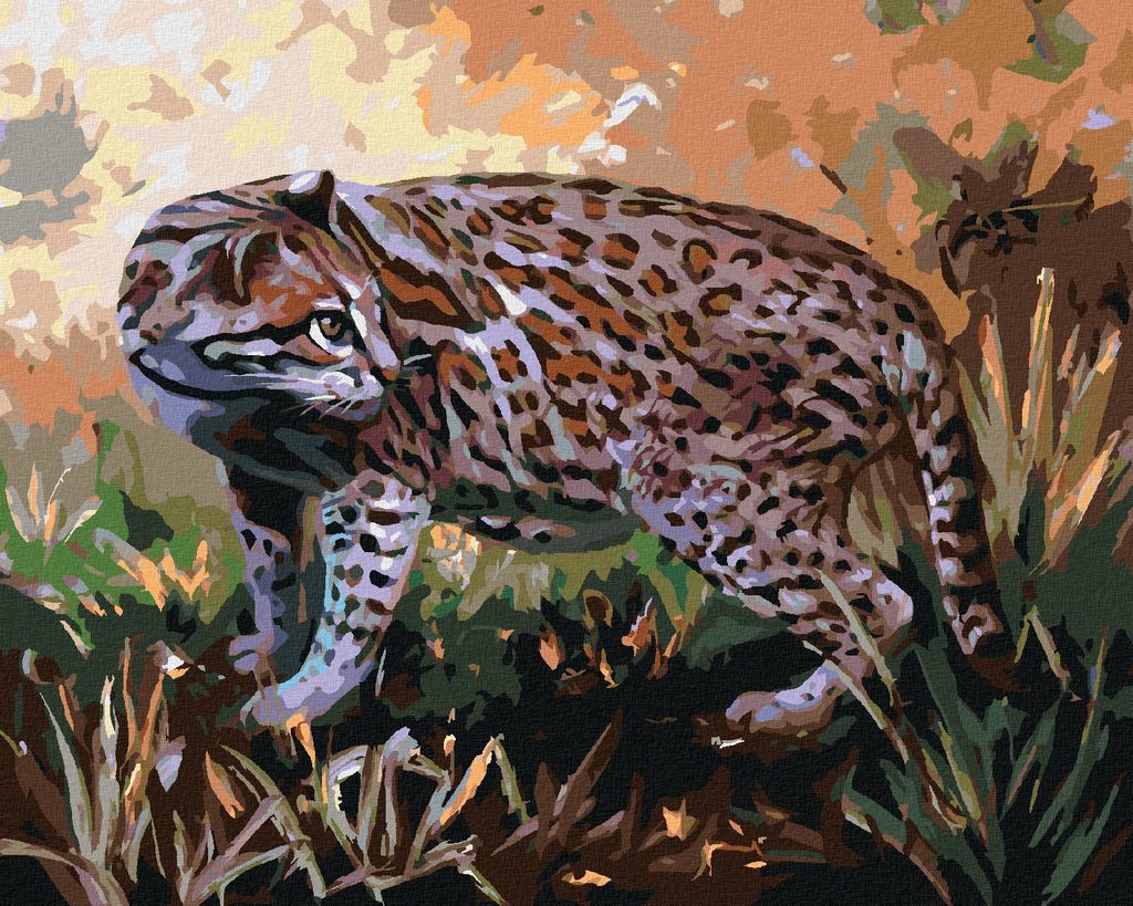 Zuty - Malen nach Zahlen - OZELOT IM GRAS (D. RUSTY RUST), 40x50 cm, ohne Keilrahmen