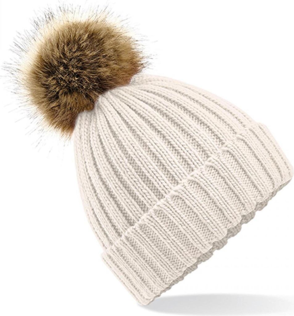Beechfield Faux Fur Pop Pom Chunky Beanie Produktbild 