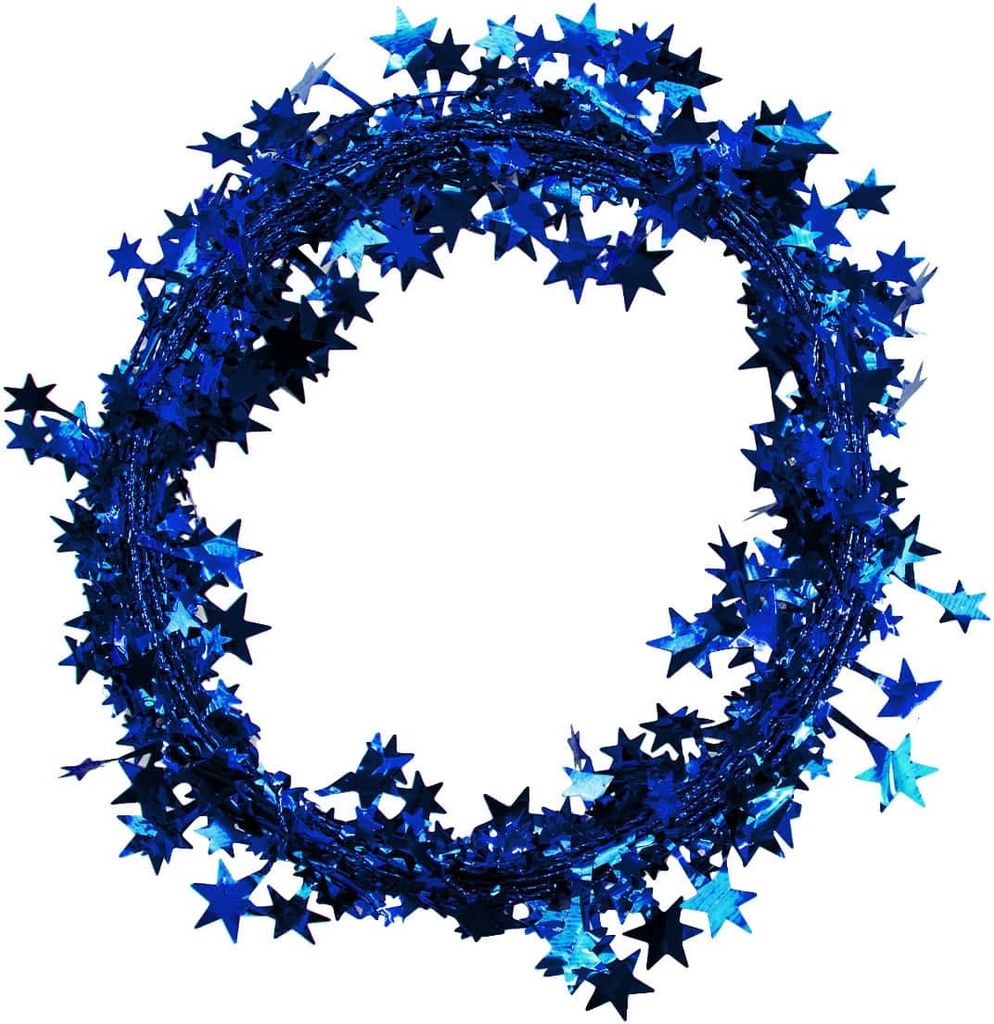 Oblique Unique Folien Girlande Stern Lametta Hängedeko Tisch Deko Geburtstag Weihnachten Silvester Party - blau