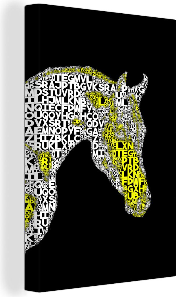 OneMillionCanvasses - Leinwandbilder - 90x140 cm, Pferd - Buchstaben - Gelb - Mädchen - Kinder - Mädchen, Wandbilder Kunstdruck Wanddekoration ...