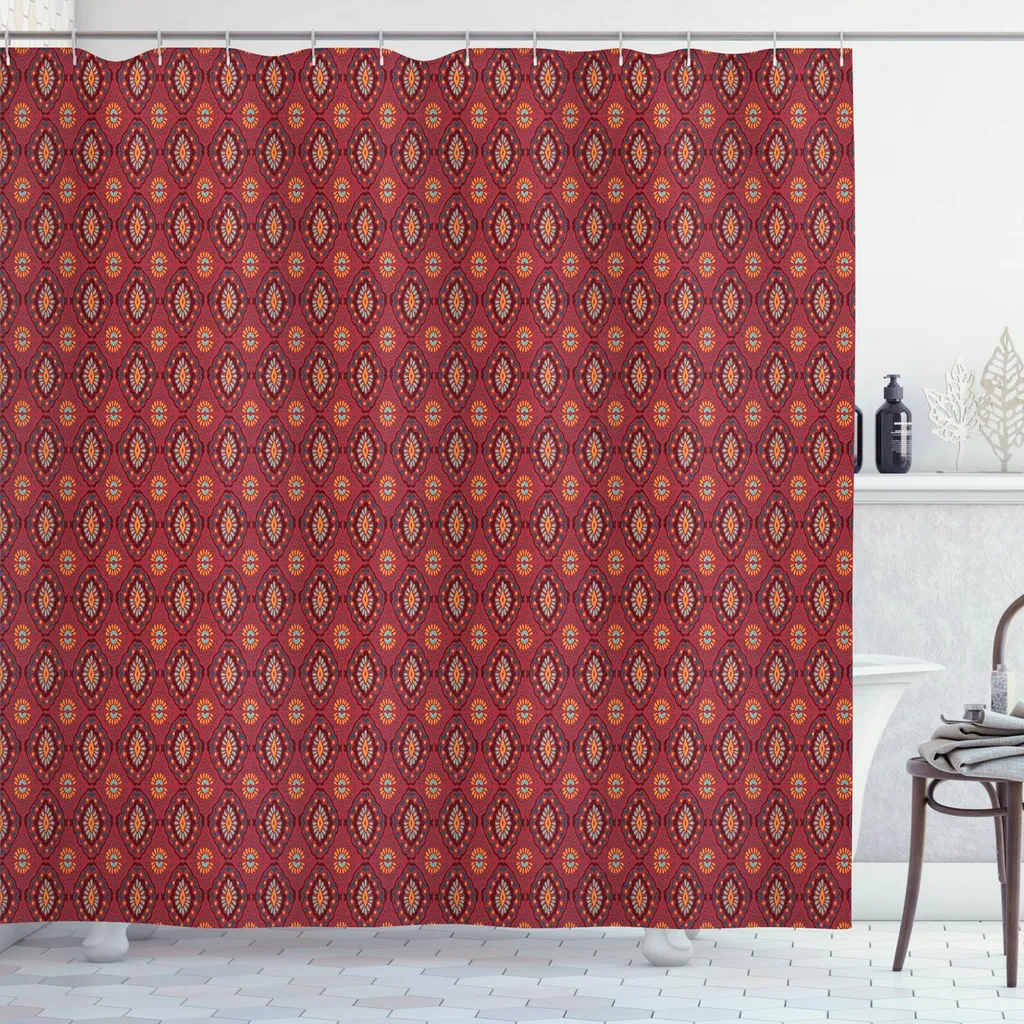 Tenda Doccia Geometrica Boho 175x200 | ABAKUHAUS Design Tribale Messicano