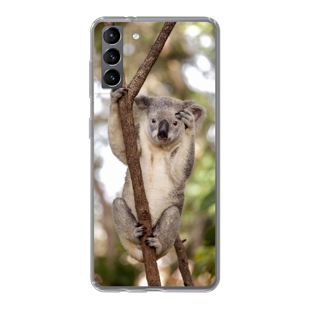 MuchoWow Handyhülle Schutzhülle Hülle für Samsung Galaxy S21 Plus Koala - Äste - Tier - Kinder - Jungen - Mädchen Silikon Softcase Handy H...