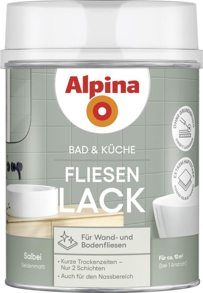Alpina Fliesenlack Bad & Küche 2K salbei 750 ml Produktbild 