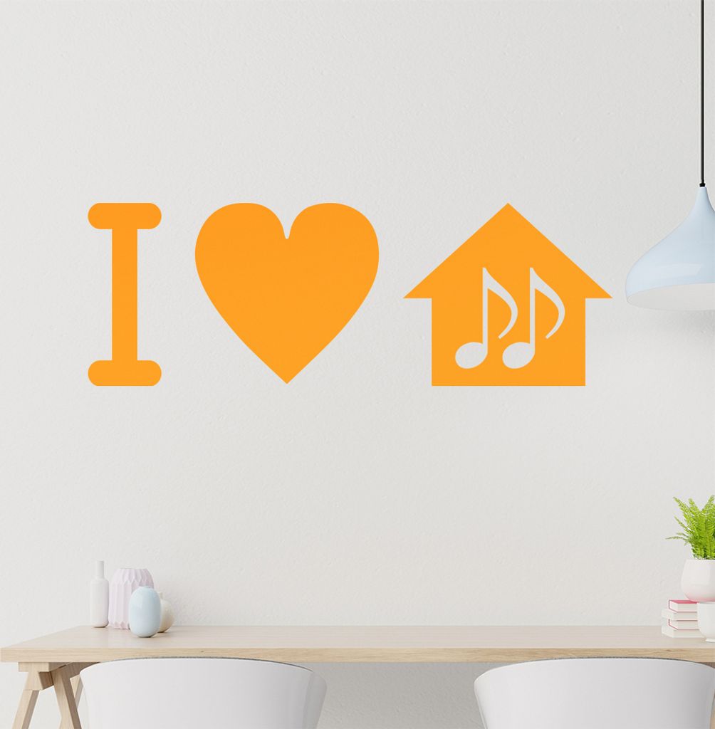 I love housemusic Wandtattoo in 6 Größen - Wandaufkleber Wall Sticker - Dekoration, Küche, Wohnzimmer, Schlafzimmer, Badezimmer