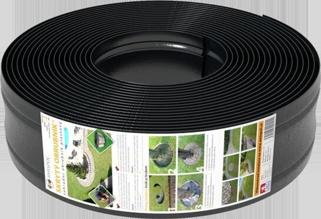 AMISPOL Elastische Rasenkante Kunststoff schwarz 12 m (125/4 mm) - Beeteinfassung Rund - Beetumrandung für Kurven - Blumenbeet Umrandung unsichtba...