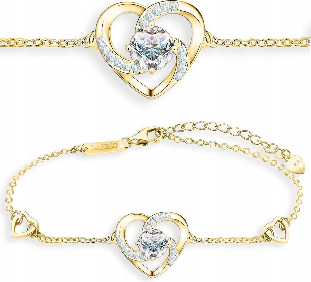 Bracciale in oro con cuore in cristallo bianco SILVER 925
