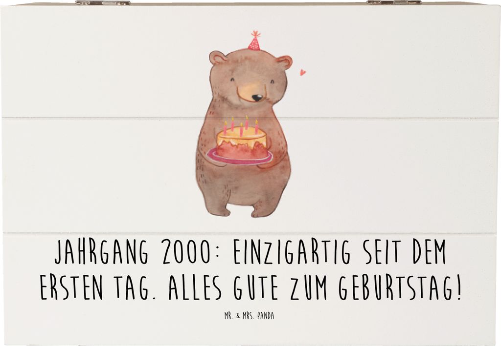 Mr. & Mrs. Panda Box 2000 Geburtstag 22 x 15 cm - Weiß - Geschenk, Happy Birthday, besondere Person, Spruch, Geburtstagsfeier, Truhe, holzschachte...