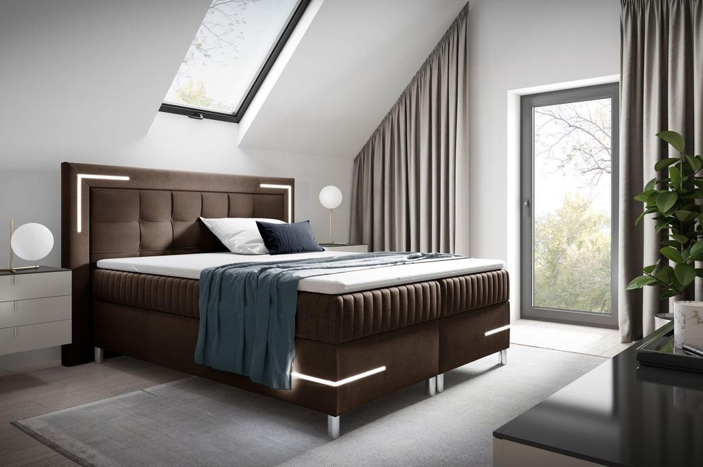 Doppelbett 200x200 RONA 2 - braun + GRATIS Matratzenauflage