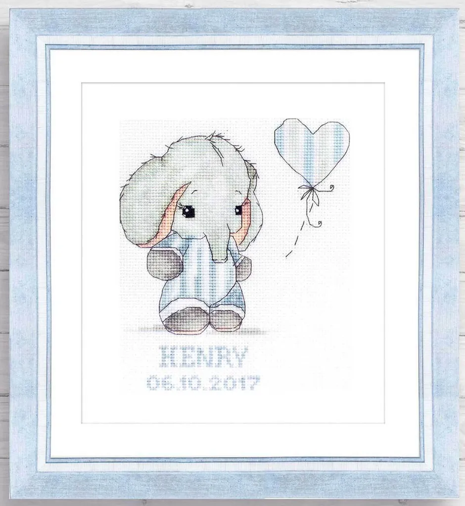 Cadeau de Naissance à Broder Point de Croix Luca-S Motif Bébé Garçon