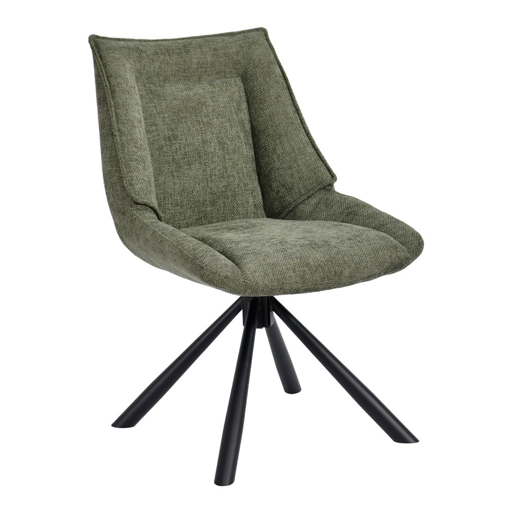Duhome Esszimmerstuhl Ergonomischer Küchenstuhl 180° drehbar Stuhl aus Chenille Stoff und Metallgestell Loungestuhl mit Rückstellfunktion, Grün